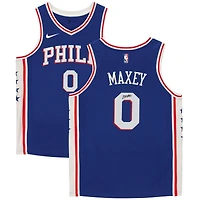Maillot Nike Swingman dédicacé bleu Icon des Philadelphia 76ers par Tyrese Maxey