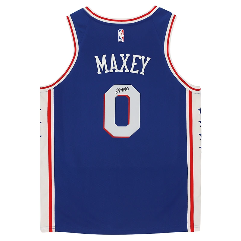 Maillot Nike Swingman dédicacé bleu Icon des Philadelphia 76ers par Tyrese Maxey
