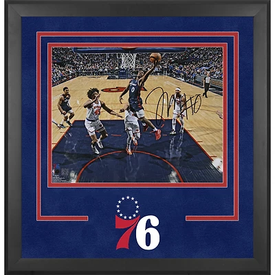 Tyrese Maxey Philadelphia 76ers Autographed Deluxe Framed 16" x 20" Driving to the Basket Photograph