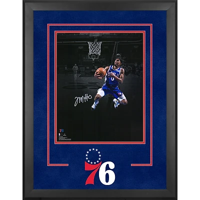 Tyrese Maxey Philadelphia 76ers Autographed Deluxe Framed 16" x 20" Layup In Royal Jersey Spotlight Photograph