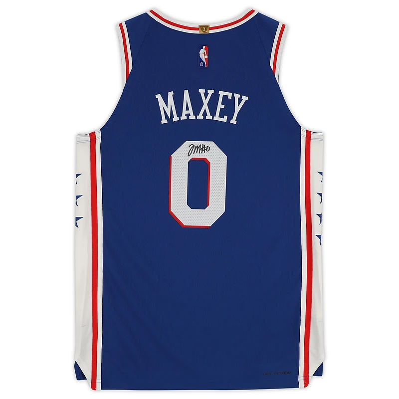 Tyrese Maxey Philadelphia 76ers Autographed Royal Nike 2020-21 Icon with Patch Authentic Jersey