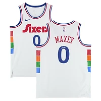 Maillot Nike Swingman City Edition 2024-25 blanc dédicacé par Tyrese Maxey des Philadelphia 76ers