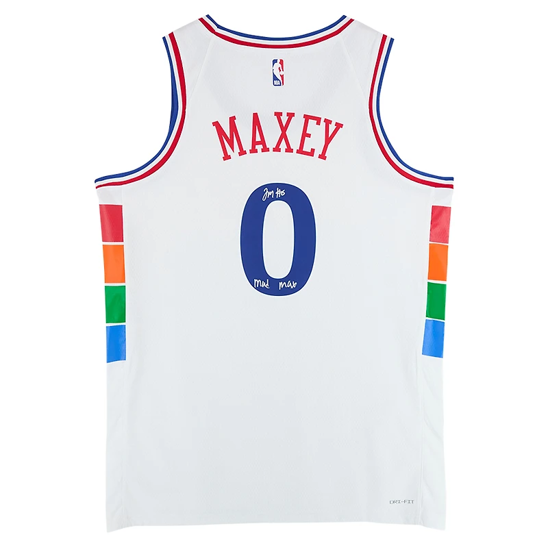 Tyrese Maxey Philadelphia 76ers Autographed White Nike 2024-25 City Edition Swingman Jersey with "Mad Max" Inscription