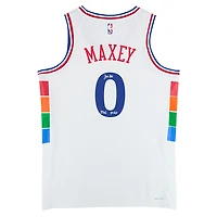 Tyrese Maxey Philadelphia 76ers Autographed White Nike 2024-25 City Edition Swingman Jersey with "Mad Max" Inscription