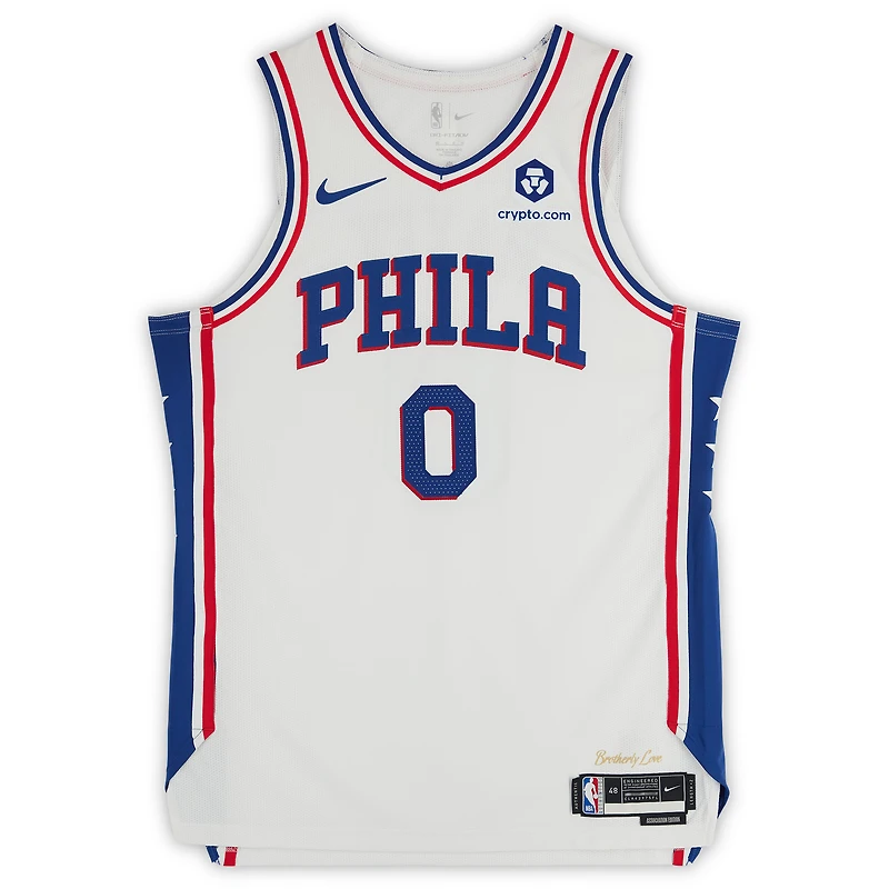 Tyrese Maxey Philadelphia 76ers Autographed White Nike Association Edition Authentic Jersey