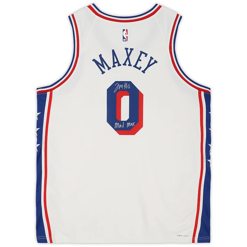 Tyrese Maxey Philadelphia 76ers Autographed White Nike Association Swingman Jersey with "Mad Max" Inscription
