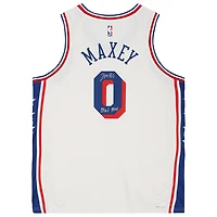 Maillot Nike Swingman blanc autographié par Tyrese Maxey des Philadelphia 76ers avec inscription « Mad Max »