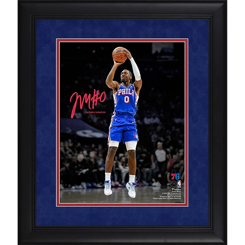 Tyrese Maxey Philadelphia 76ers Facsimile Signature Framed 11" x 14" Spotlight Photograph