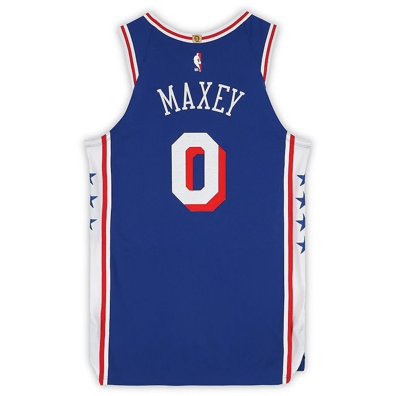 Maillot Nike royal n° 0 porté par Tyrese Maxey (Philadelphia 76ers) lors de la saison NBA 2025-2026 - Taille 48+4