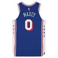Maillot Nike royal n° 0 porté par Tyrese Maxey (Philadelphia 76ers) lors de la saison NBA 2025-2026 - Taille 48+4