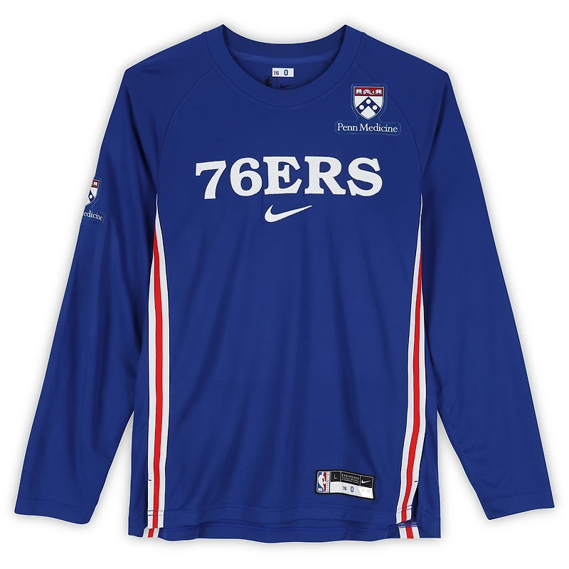 Maillot manches longues Nike bleu roi porté par Tyrese Maxey (Philadelphia 76ers) lors de la saison NBA 2025-2026 - Taille L