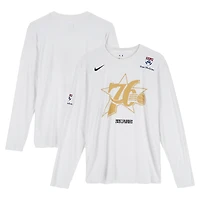 Maillot blanc à manches longues Nike porté par Tyrese Maxey (Philadelphia 76ers) lors des playoffs NBA 2026 - Taille L