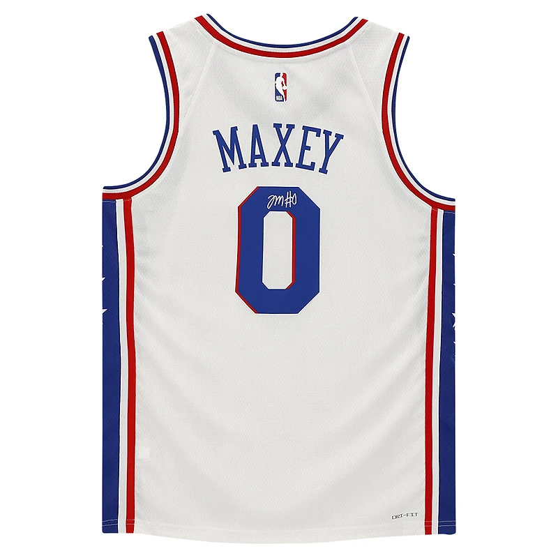 Maillot Nike Swingman 2020-21 Association Edition autographié par Tyrese Maxey White des Philadelphia 76ers
