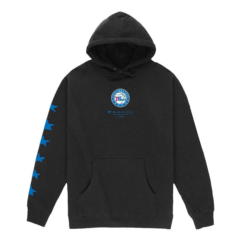 Sweat à capuche unisexe Bleacher Report x Mitchell & Ness Black Philadelphia 76ers World Tour