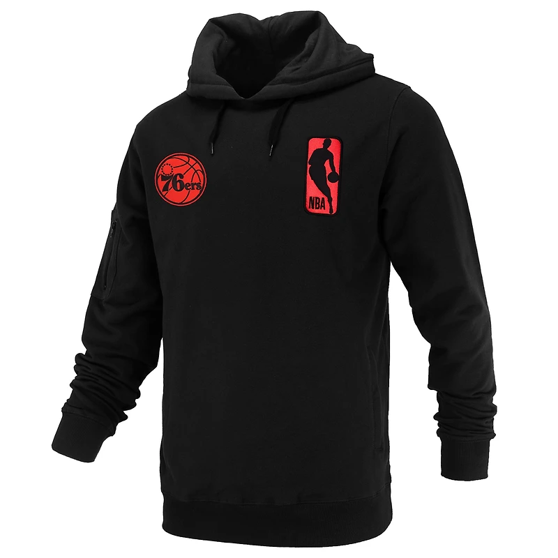 Sweat à capuche unisexe FISLL noir Philadelphia 76ers Logoman Shadow Collection