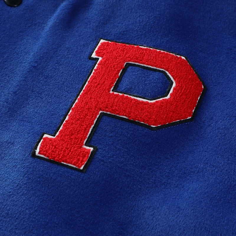 Veste universitaire unisexe FISLL bleue/crème Philadelphia 76ers à boutons-pression