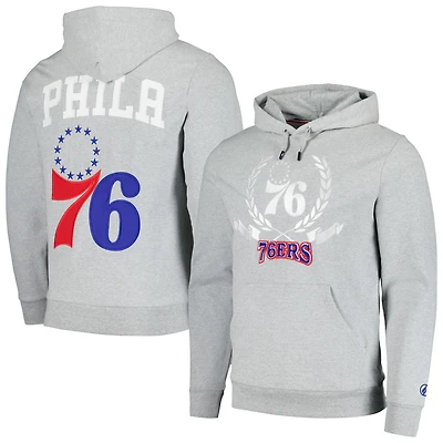 Unisex FISLL Heather Gray Philadelphia 76ers Heritage Crest Pullover Hoodie