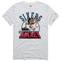Unisex Homage Tyrese Maxey Ash Philadelphia 76ers 2024/25 City Edition Caricature Tri-Blend T-Shirt