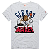 T-shirt unisexe hommage à Tyrese Maxey, couleur cendre, Philadelphia 76ers, signature tri-blend.