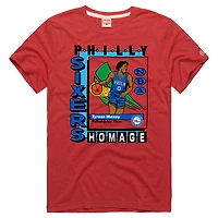 T-shirt unisexe en mélange de trois matières, hommage à Tyrese Maxey, rouge, Philadelphia 76ers, Topps Trading Card