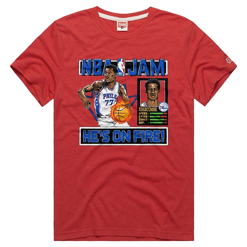 T-shirt unisexe Homage VJ Edgecombe rouge Philadelphia 76ers NBA Jam Tri-Blend