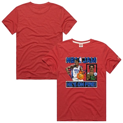 T-shirt unisexe Homage VJ Edgecombe rouge Philadelphia 76ers NBA Jam Tri-Blend