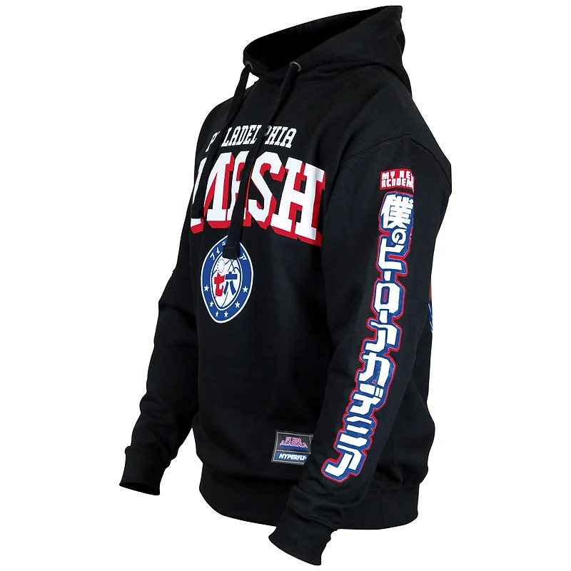 Sweat à capuche unisexe Hyperfly noir Philadelphia 76ers NBA x My Hero Academia All Might Smash