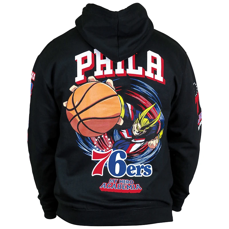 Sweat à capuche unisexe Hyperfly noir Philadelphia 76ers NBA x My Hero Academia All Might Smash