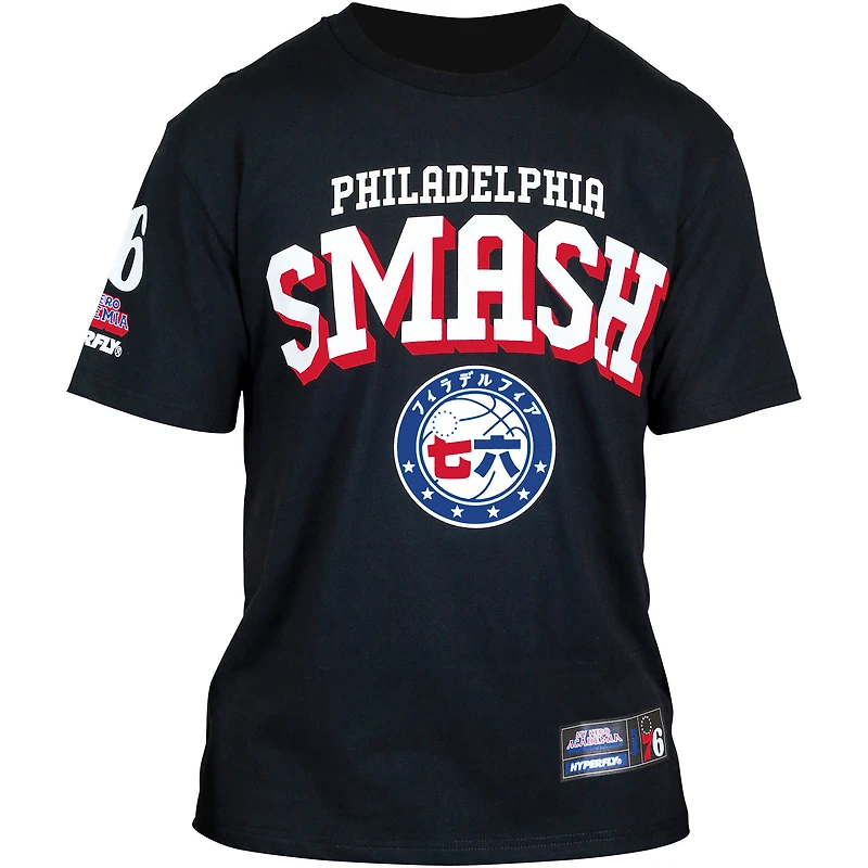 Unisex Hyperfly Black Philadelphia 76ers NBA x My Hero Academia All Might Smash T-Shirt