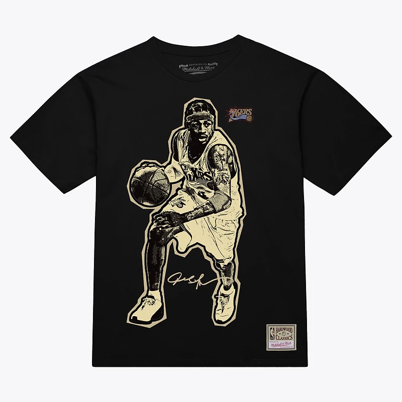 Unisex Mitchell & Ness Allen Iverson Black Philadelphia 76ers Blockbuster Player Graphic T-Shirt