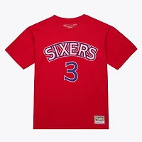 Unisex Mitchell & Ness Allen Iverson Red Philadelphia 76ers Hardwood Classics Name Number T-Shirt