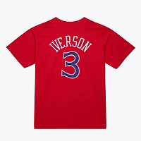 Unisex Mitchell & Ness Allen Iverson Red Philadelphia 76ers Hardwood Classics Name Number T-Shirt