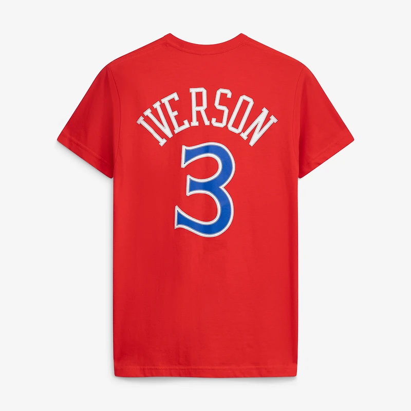 Unisex Mitchell & Ness Allen Iverson Red Philadelphia 76ers Hardwood Classics Name Number T-Shirt