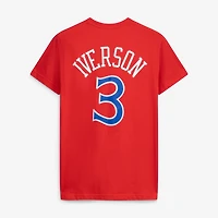 Unisex Mitchell & Ness Allen Iverson Red Philadelphia 76ers Hardwood Classics Name Number T-Shirt