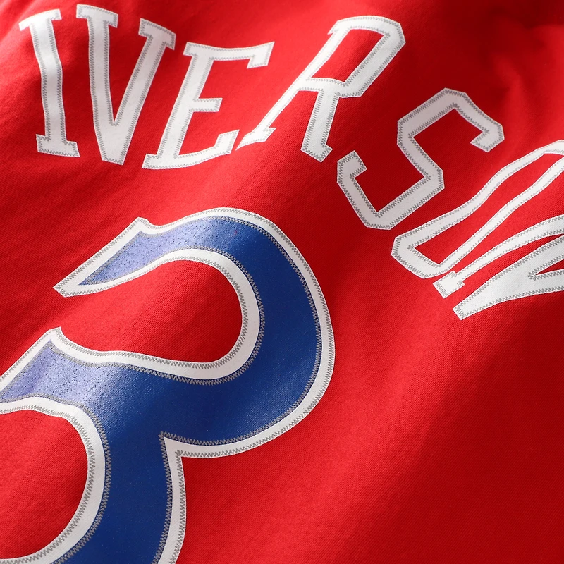 Unisex Mitchell & Ness Allen Iverson Red Philadelphia 76ers Hardwood Classics Name Number T-Shirt