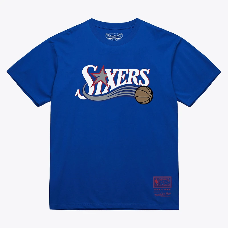 T-shirt unisexe Mitchell & Ness Royal Philadelphia 76ers Hardwood Classics Arch
