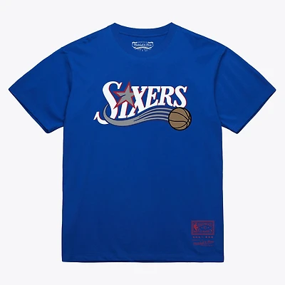 T-shirt unisexe Mitchell & Ness Royal Philadelphia 76ers Hardwood Classics Arch