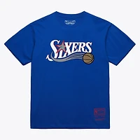 T-shirt unisexe Mitchell & Ness Royal Philadelphia 76ers Hardwood Classics Arch