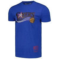 Unisex Mitchell & Ness  Royal Philadelphia 76ers Hardwood Classics MVP Throwback Logo T-Shirt