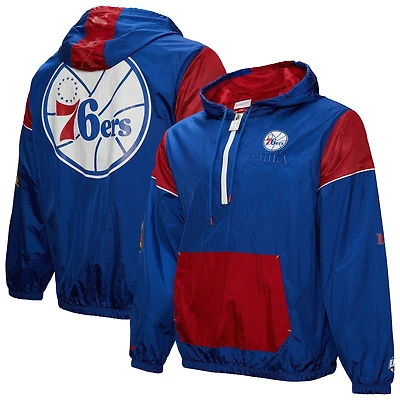 Veste coupe-vent unisexe Mitchell & Ness Royal Philadelphia 76ers Hardwood Classics Team OG 3.0 Anorak à demi-zip