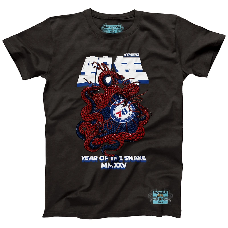 Unisex NBALab x Hyperfly Heather Black Philadelphia 76ers Year of the Snake Lunar New Collection T-Shirt
