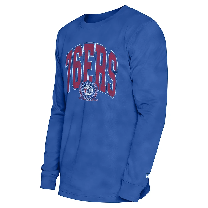 Unisex New Era  Royal Philadelphia 76ers Oversized Essentials Enzyme Wash Long Sleeve T-Shirt