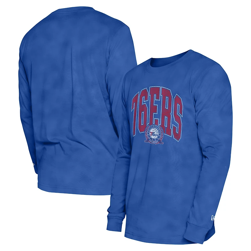 Unisex New Era  Royal Philadelphia 76ers Oversized Essentials Enzyme Wash Long Sleeve T-Shirt