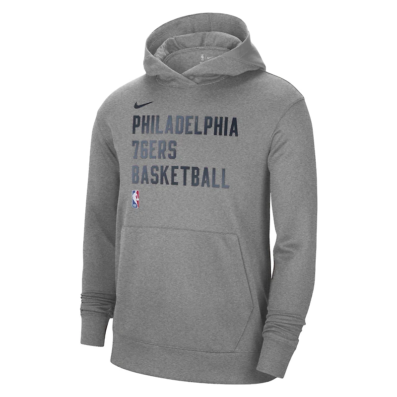 Sweat à capuche unisexe Nike gris chiné Philadelphia 76ers 2023/24 Performance Spotlight pour l'entraînement sur le terrain