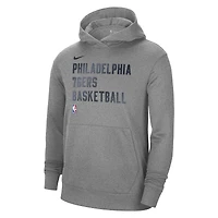 Sweat à capuche unisexe Nike gris chiné Philadelphia 76ers 2023/24 Performance Spotlight pour l'entraînement sur le terrain