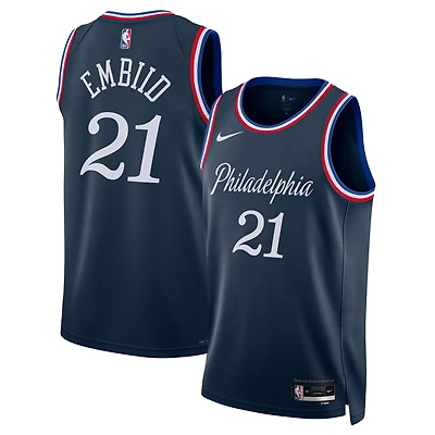 Maillot unisexe Nike Joel Embiid bleu marine Philadelphia 76ers 2025/26 Swingman - Édition City