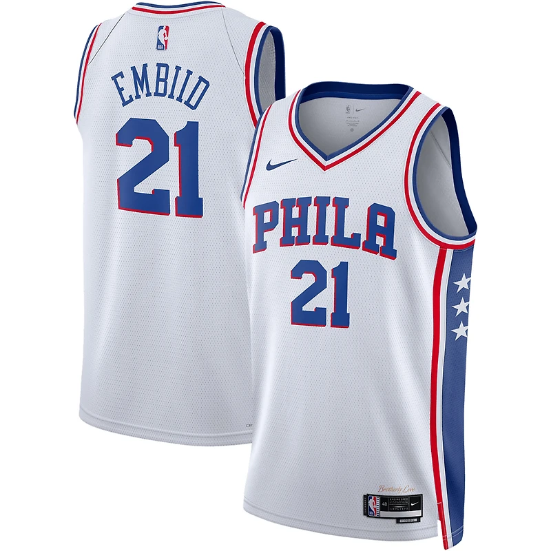 Maillot Nike Joel Embiid Swingman des Philadelphia 76ers blanc unisexe - Édition Association