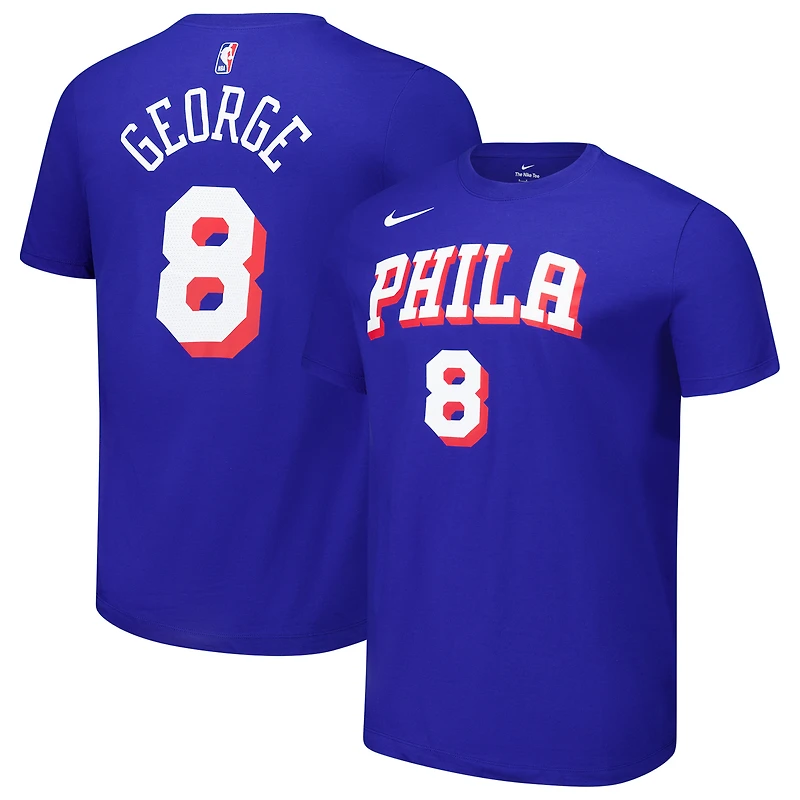 T-shirt unisexe Nike Paul George Royal Philadelphia 76ers avec nom et numéro