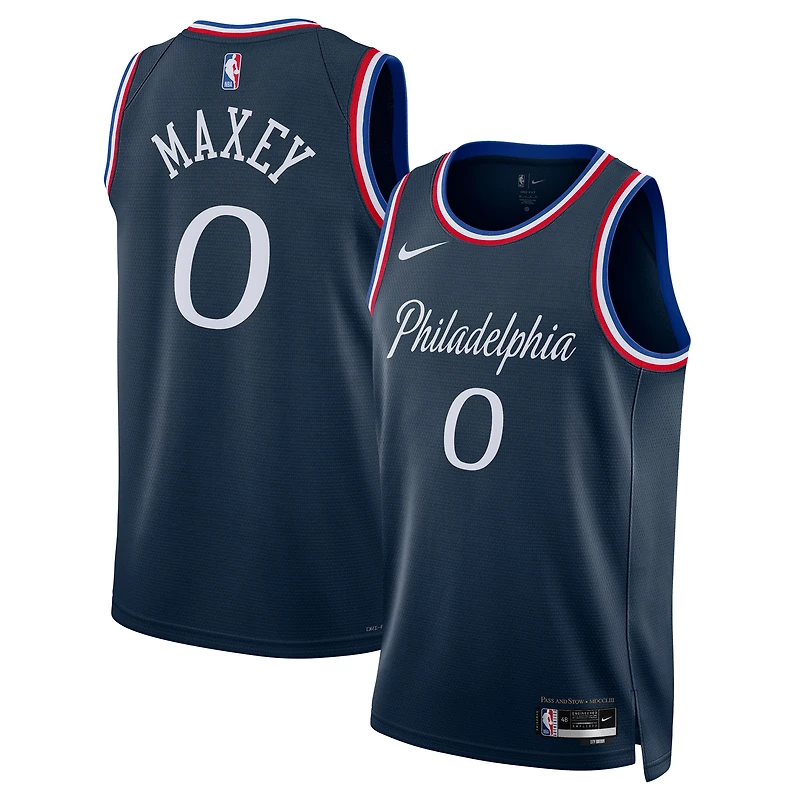 Unisex Nike Tyrese Maxey Navy Philadelphia 76ers 2025/26 Swingman Jersey - City Edition