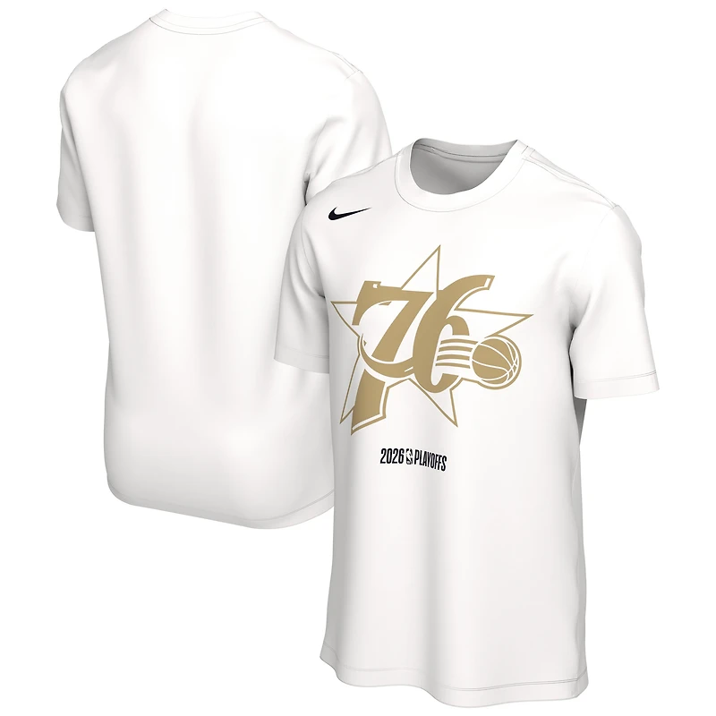 T-shirt unisexe Nike blanc Philadelphia 76ers 2026 NBA Playoffs Mantra